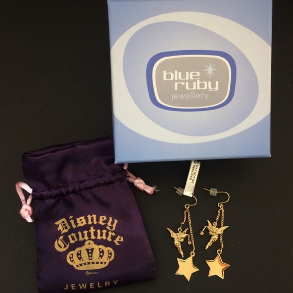 Disney Couture Tinkerbell and Star gold earrings - Picture 2 of 2